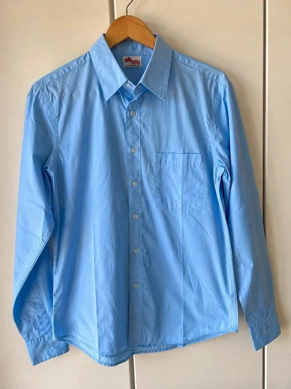 Chemise homme bleu ciel manches longues S – Workwear – coton polyester